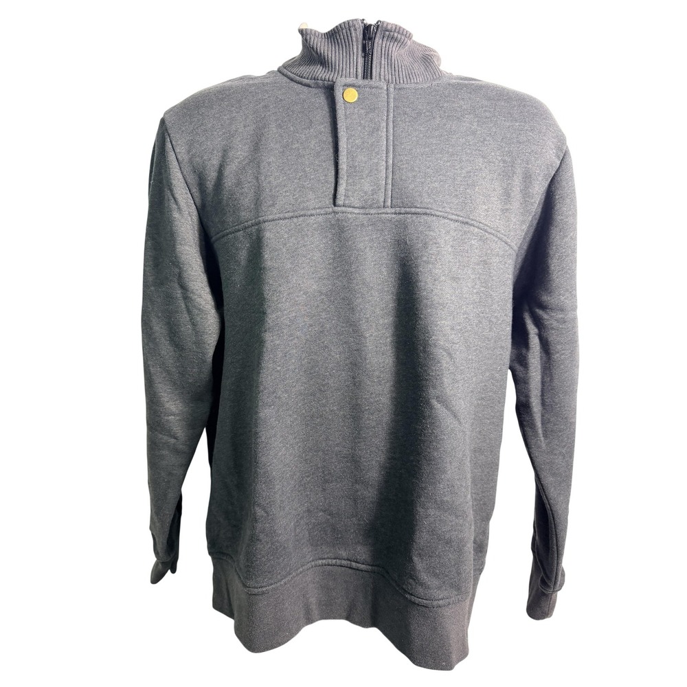 Orvis Sweatshirt Mens Medium Gray 1/4 Zip Mock Neck Fleece Pullover Solid Casual
